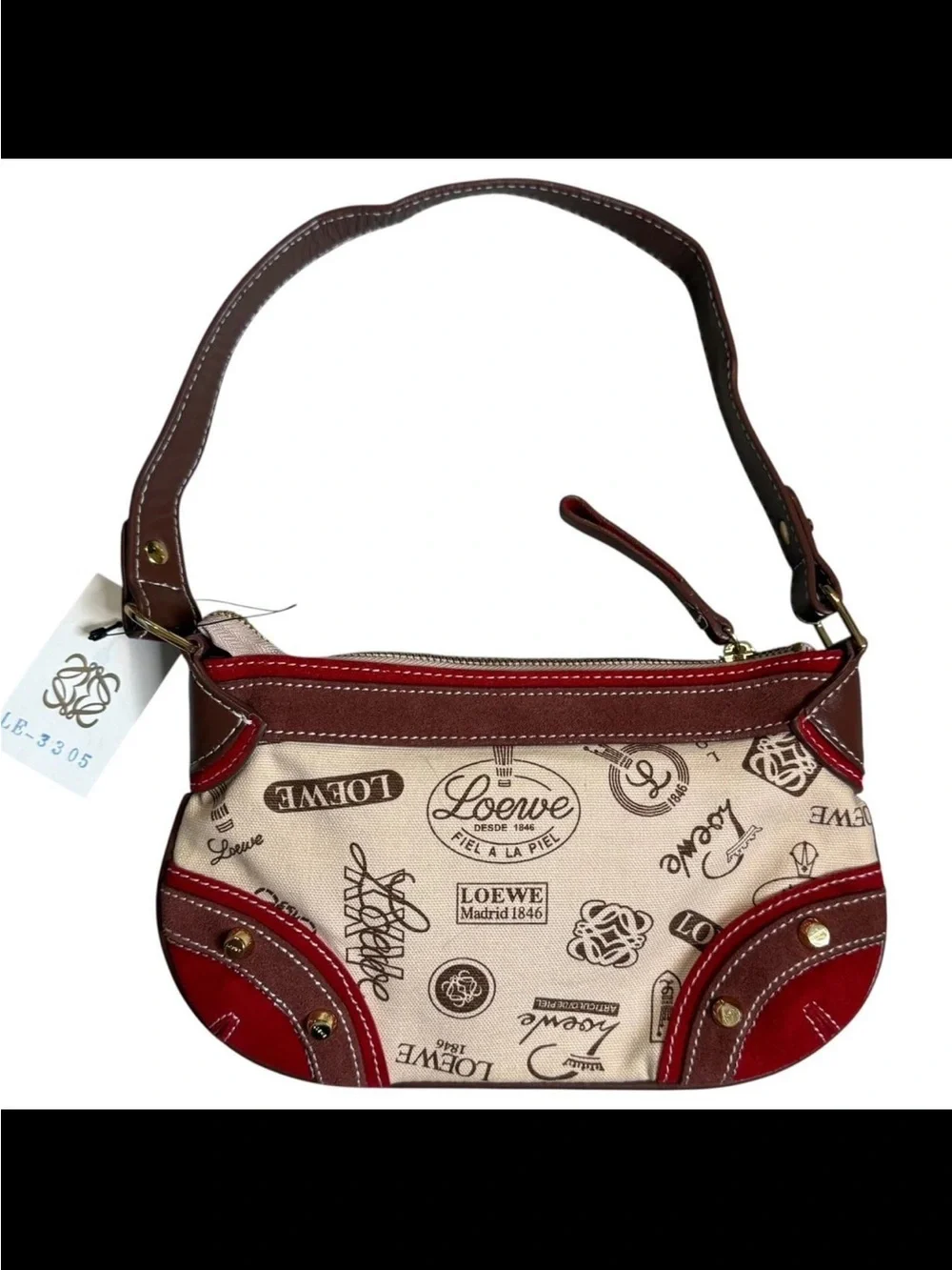 Loewe Red, Brown & Cream Shoulder Bag